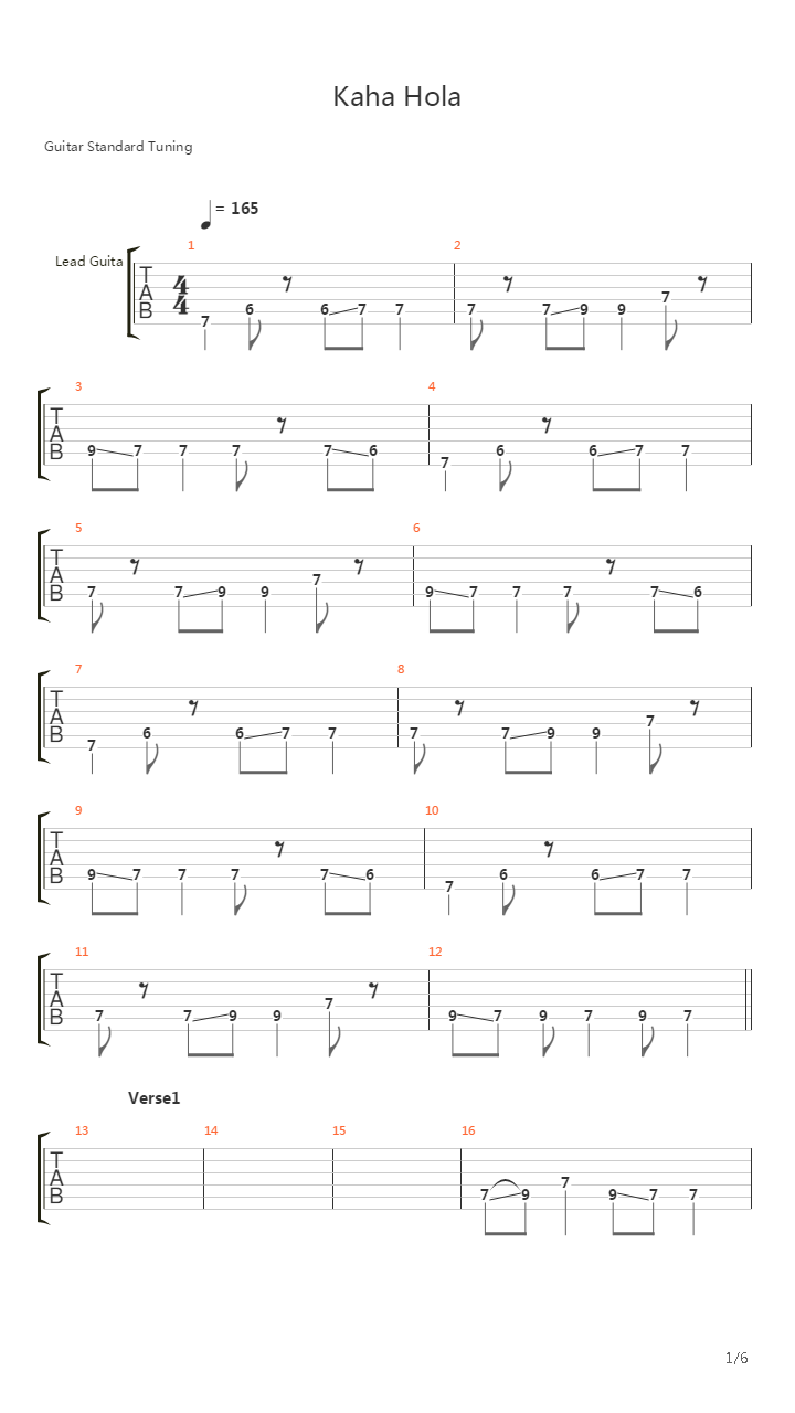 Kaha Hola吉他谱