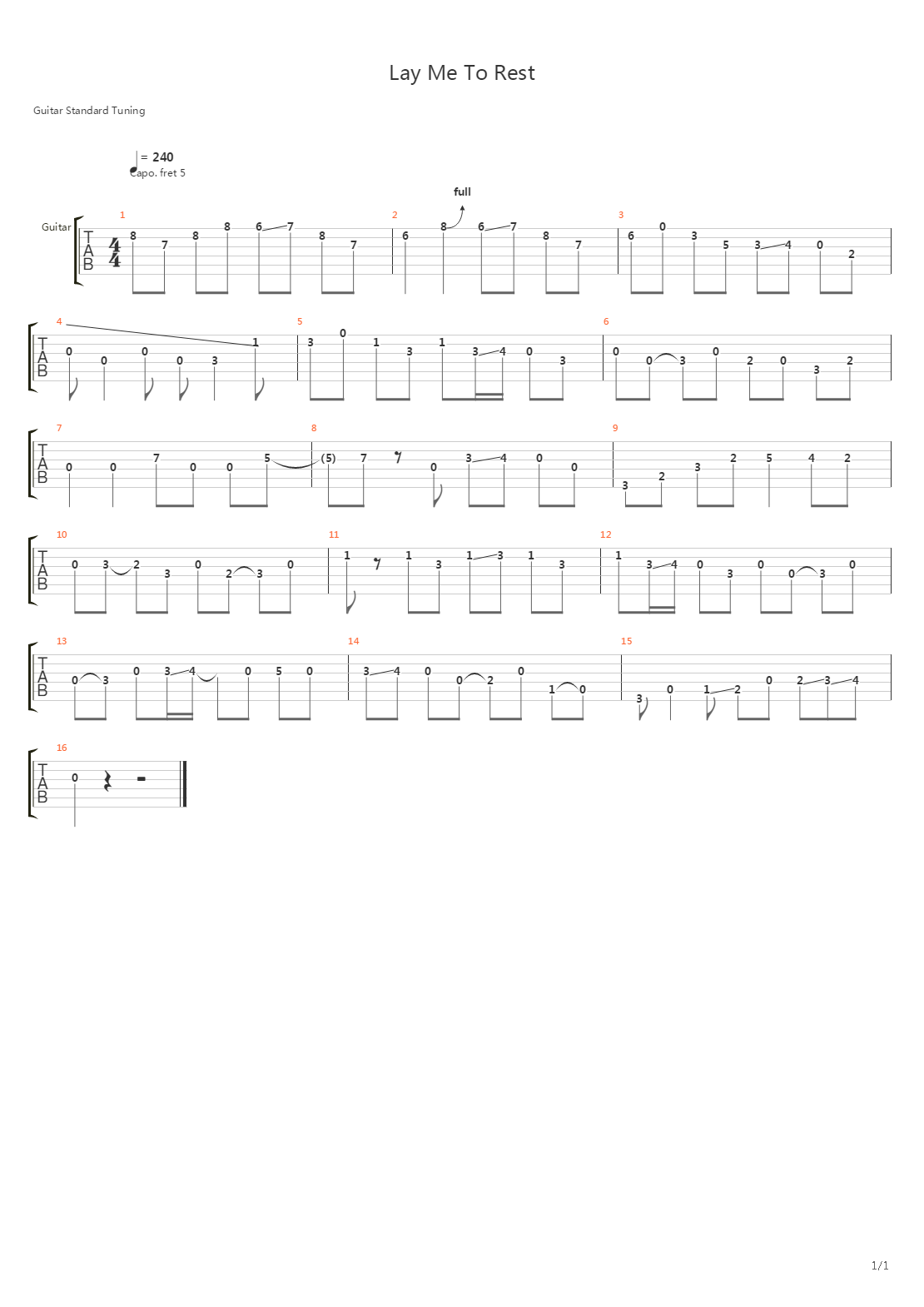 Lay Me To Rest吉他谱