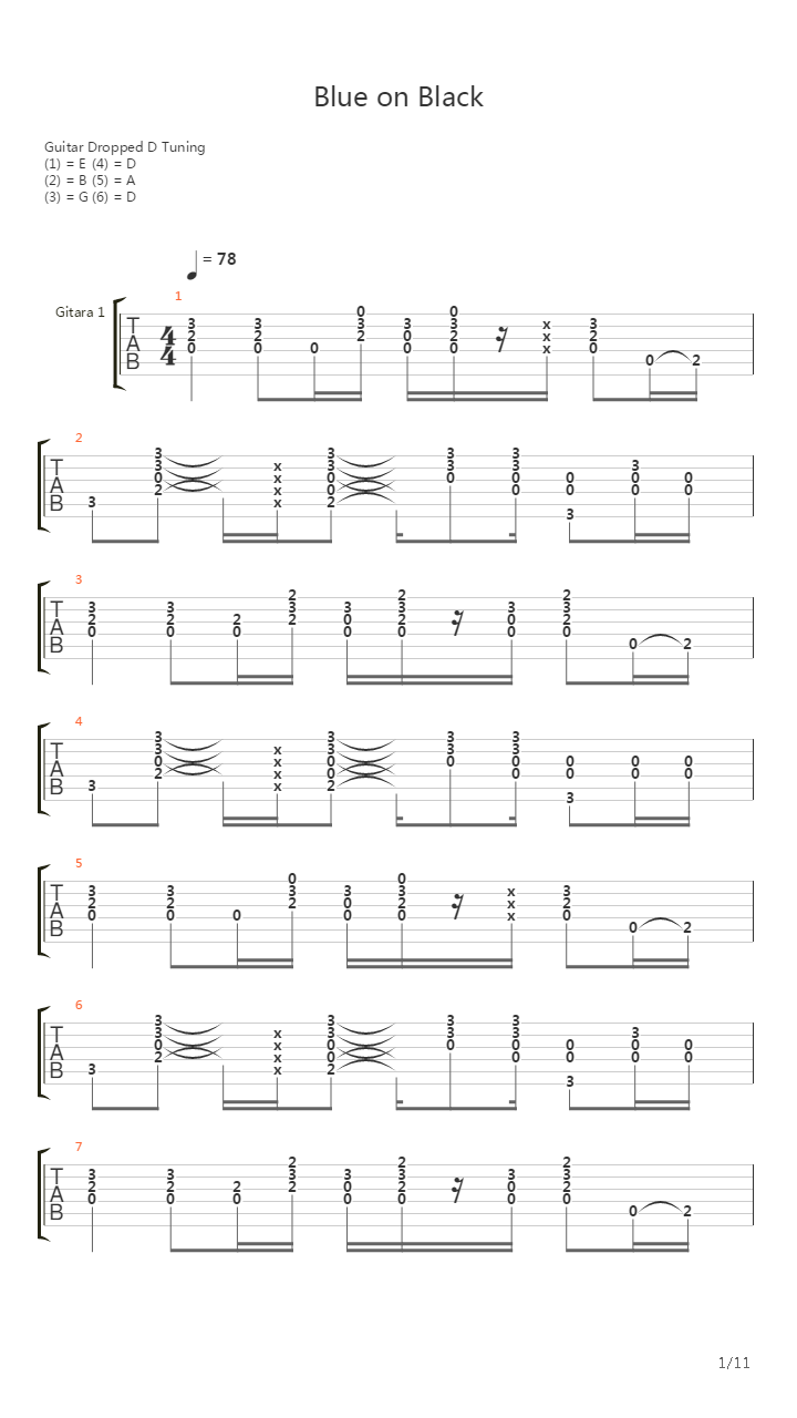 Blue On Black吉他谱