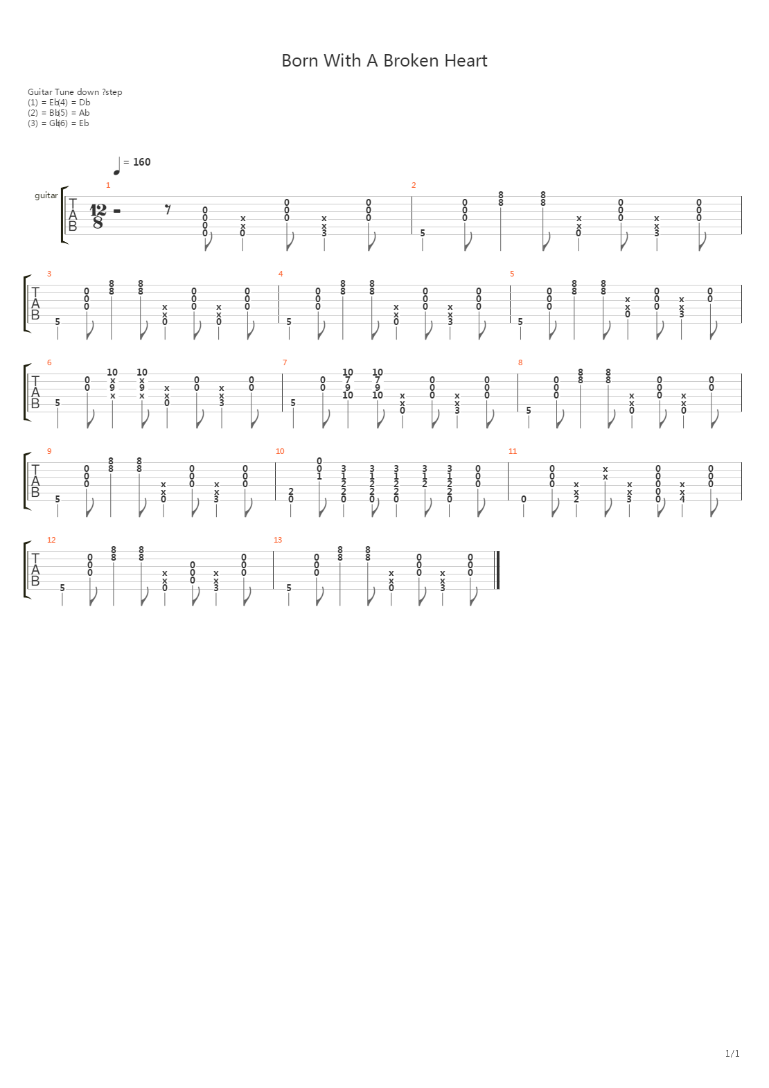 Born With a Broken Heart吉他谱