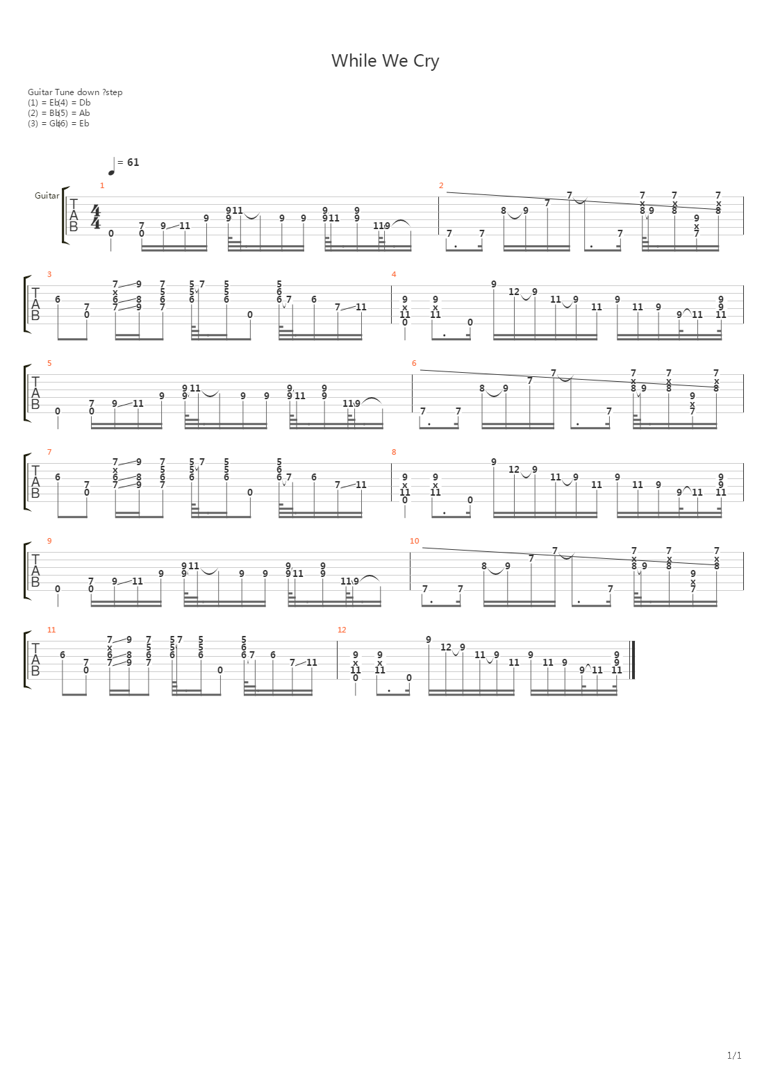 While We Cry (intro)吉他谱