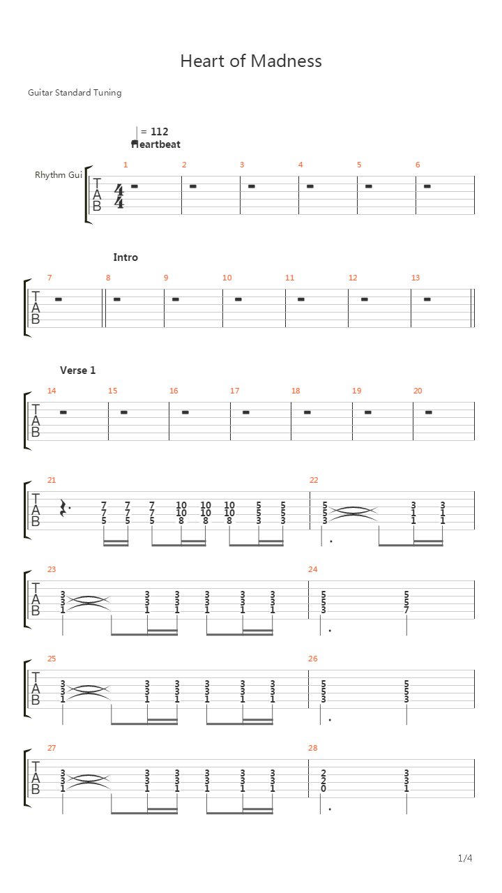 Heart Of Madness吉他谱