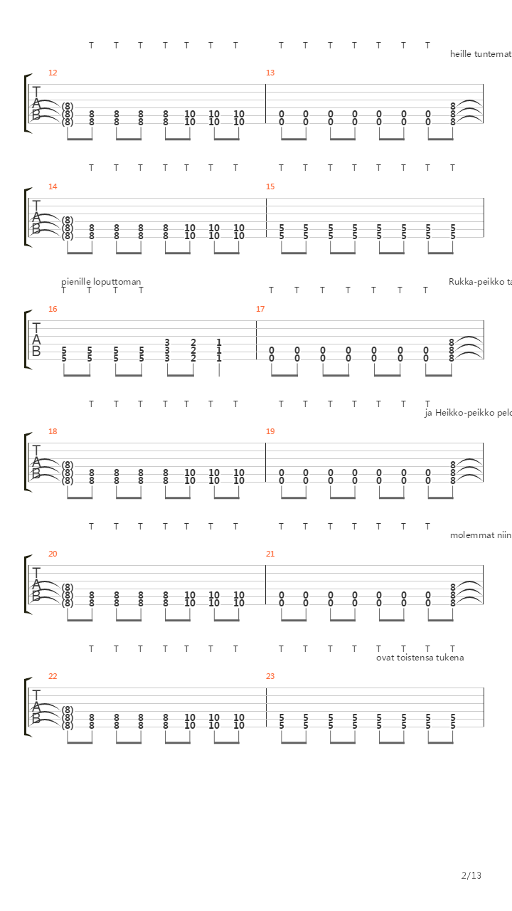 Satu Peikoista吉他谱