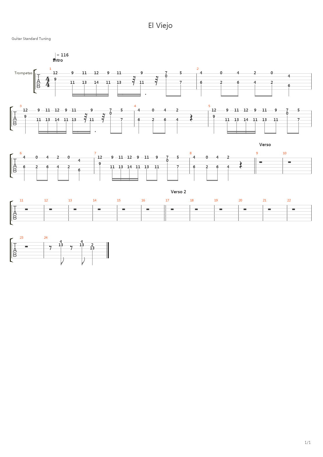 El Viejo吉他谱