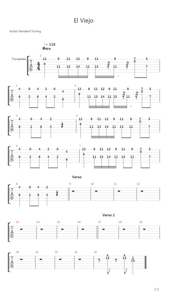 El Viejo吉他谱