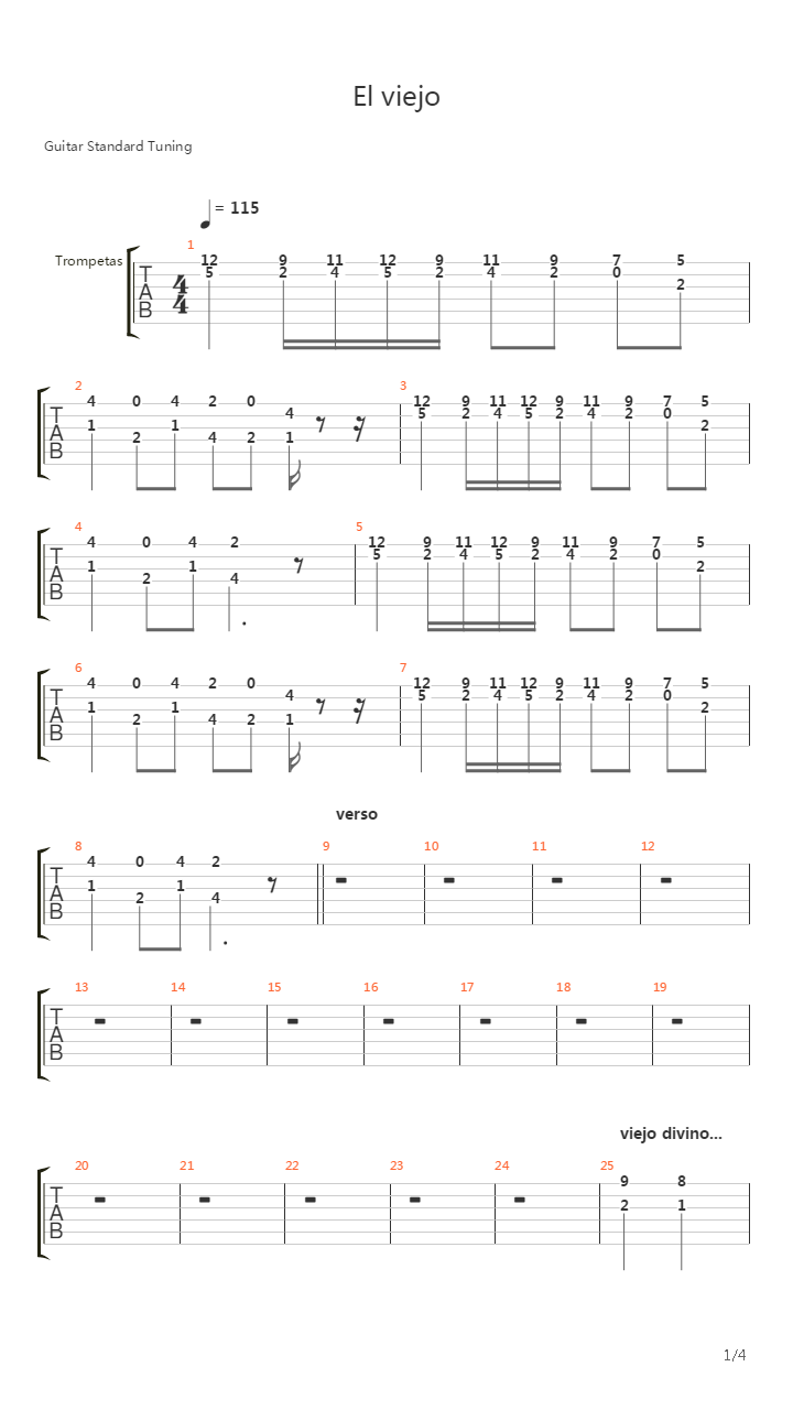El Viejo吉他谱