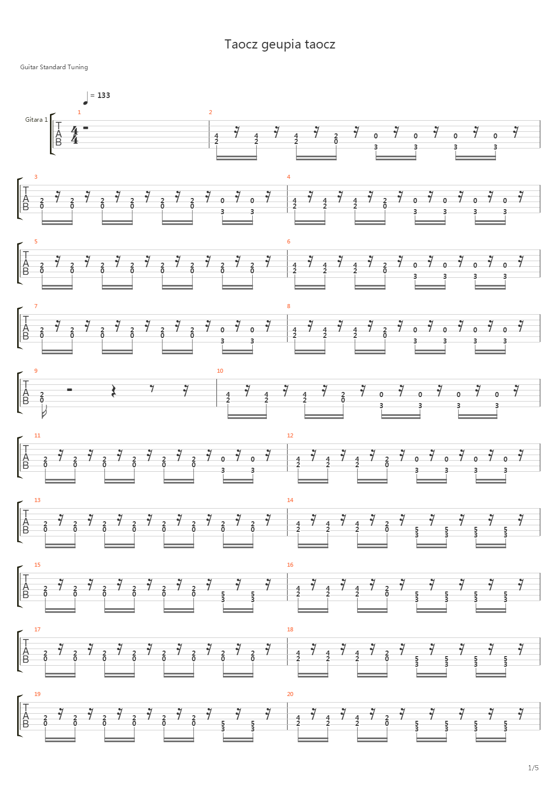 Taocz geupia taocz吉他谱