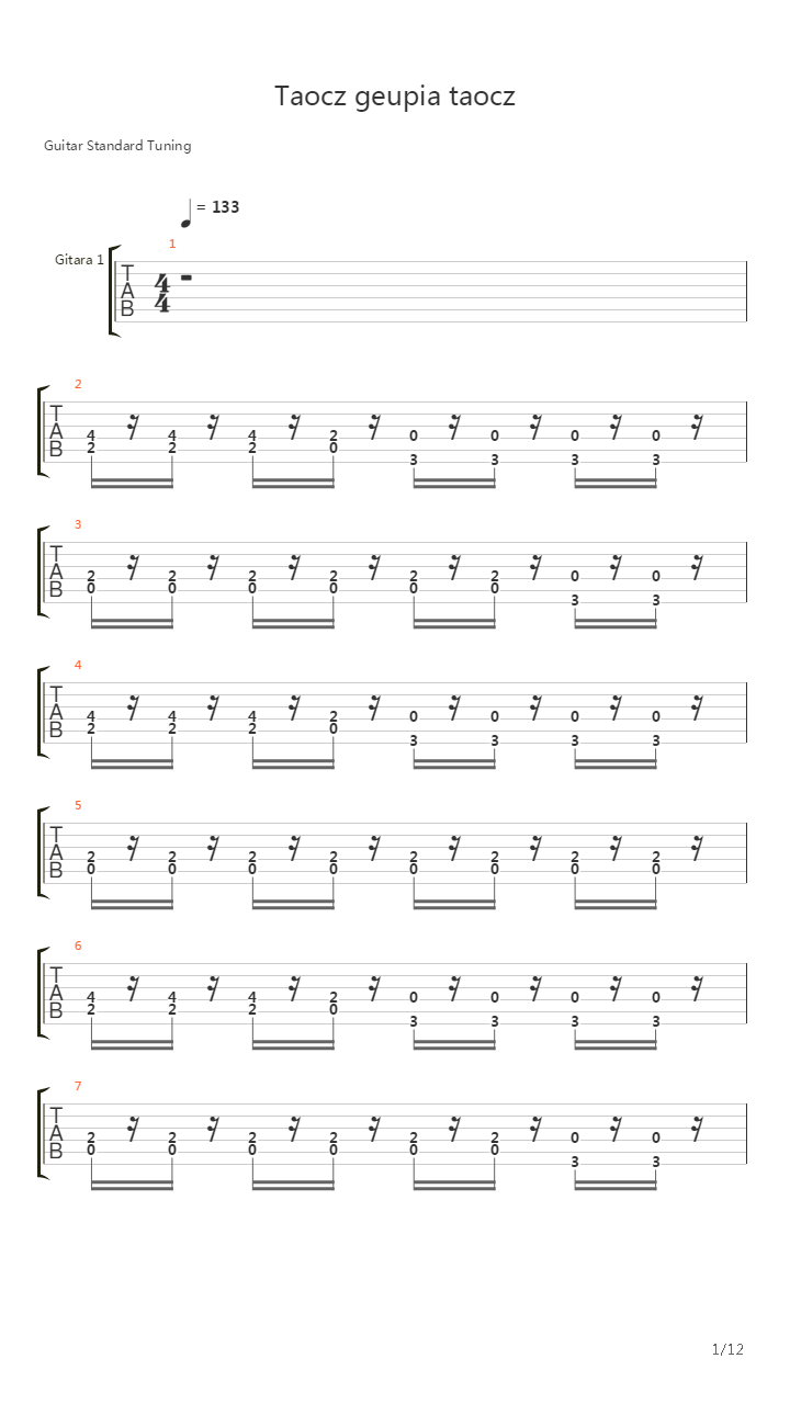 Taocz geupia taocz吉他谱