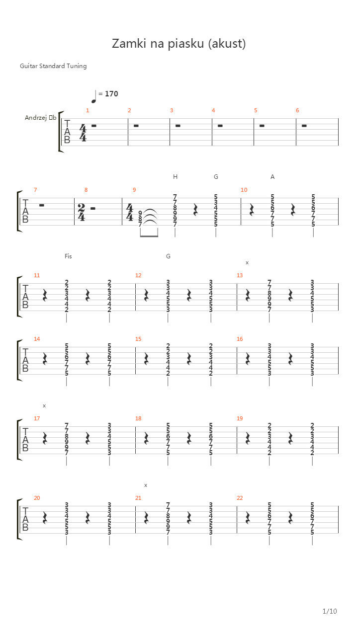 Zamki Na Piasku (akustycznie)吉他谱