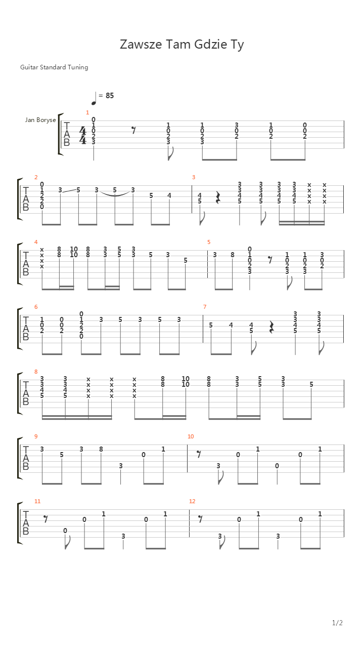 Zawsze Tam Gdzie Ty吉他谱