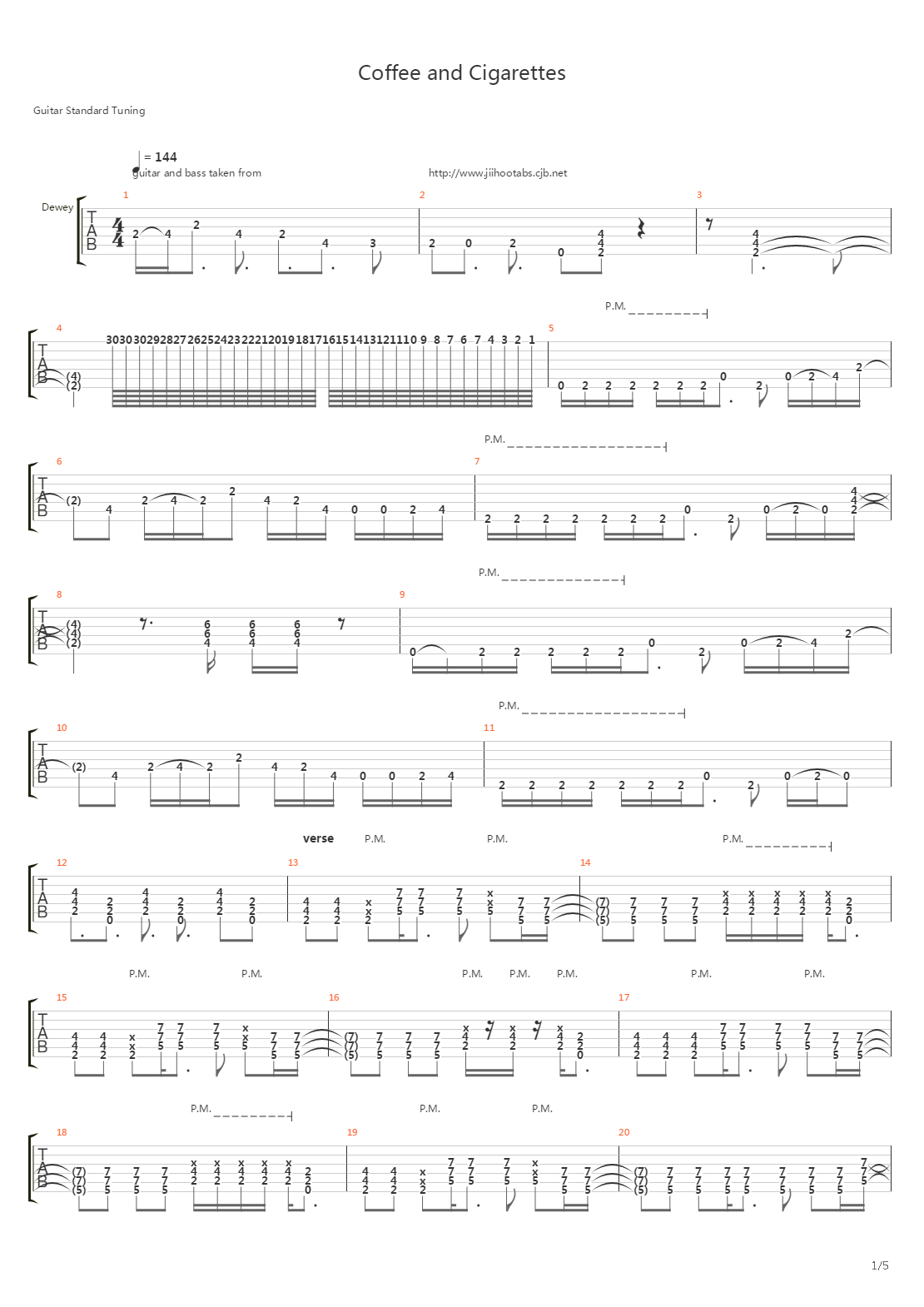 Coffee And Cigarettes吉他谱