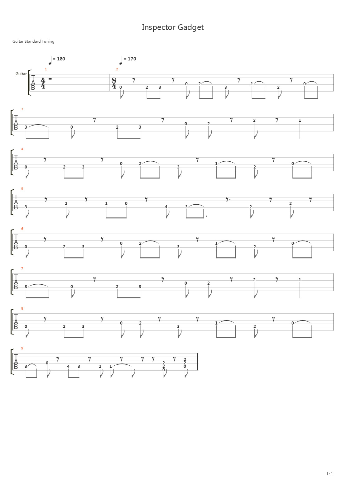 Inspector Gadget吉他谱