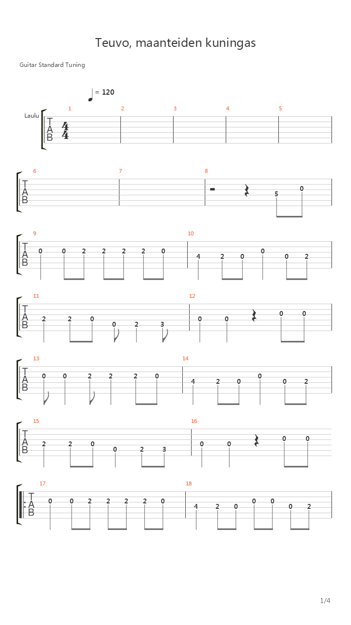 Teuvo, Maanteiden Kuningas吉他谱