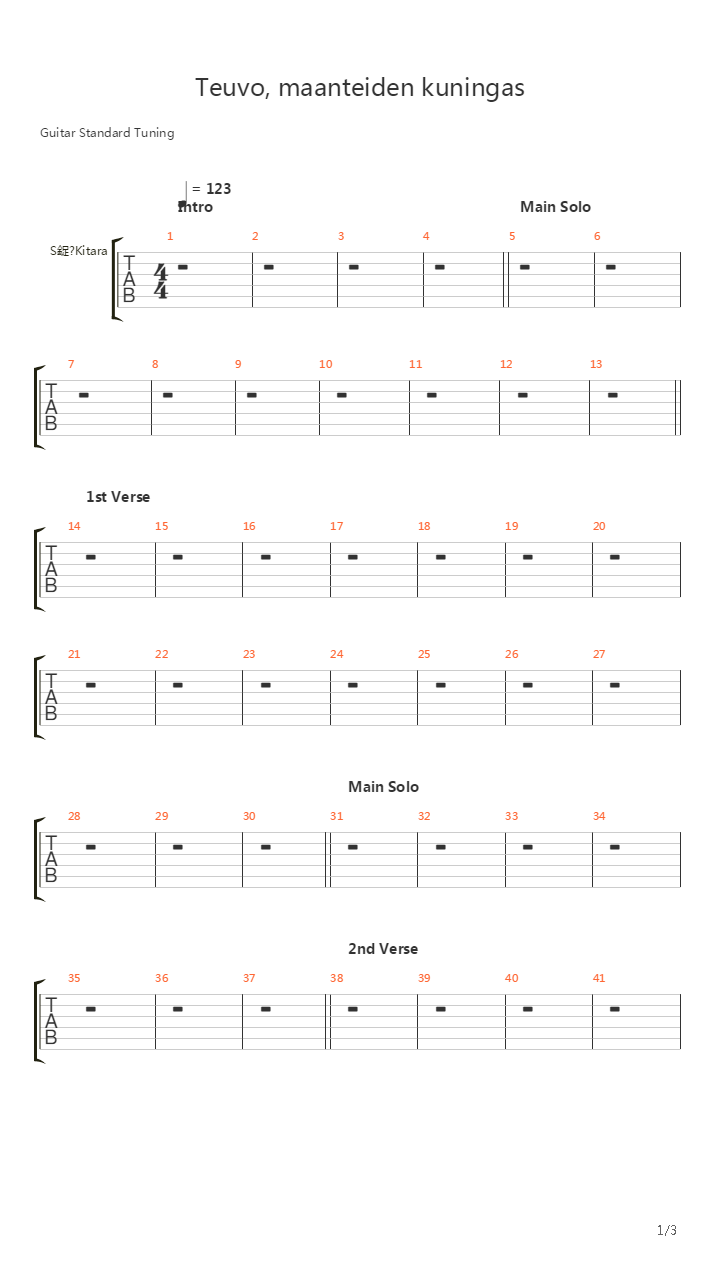 Teuvo, Maanteiden Kuningas吉他谱