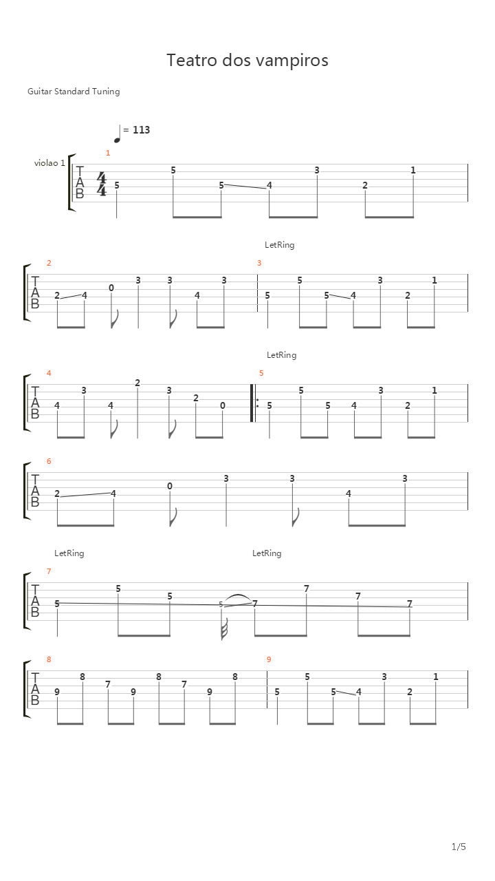 O Teatro dos Vampiros Acustico吉他谱