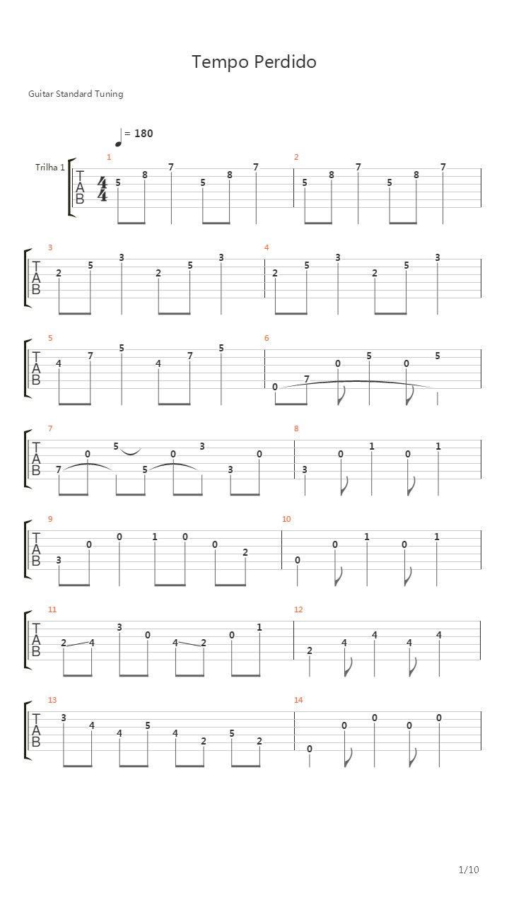 Tempo Perdido吉他谱
