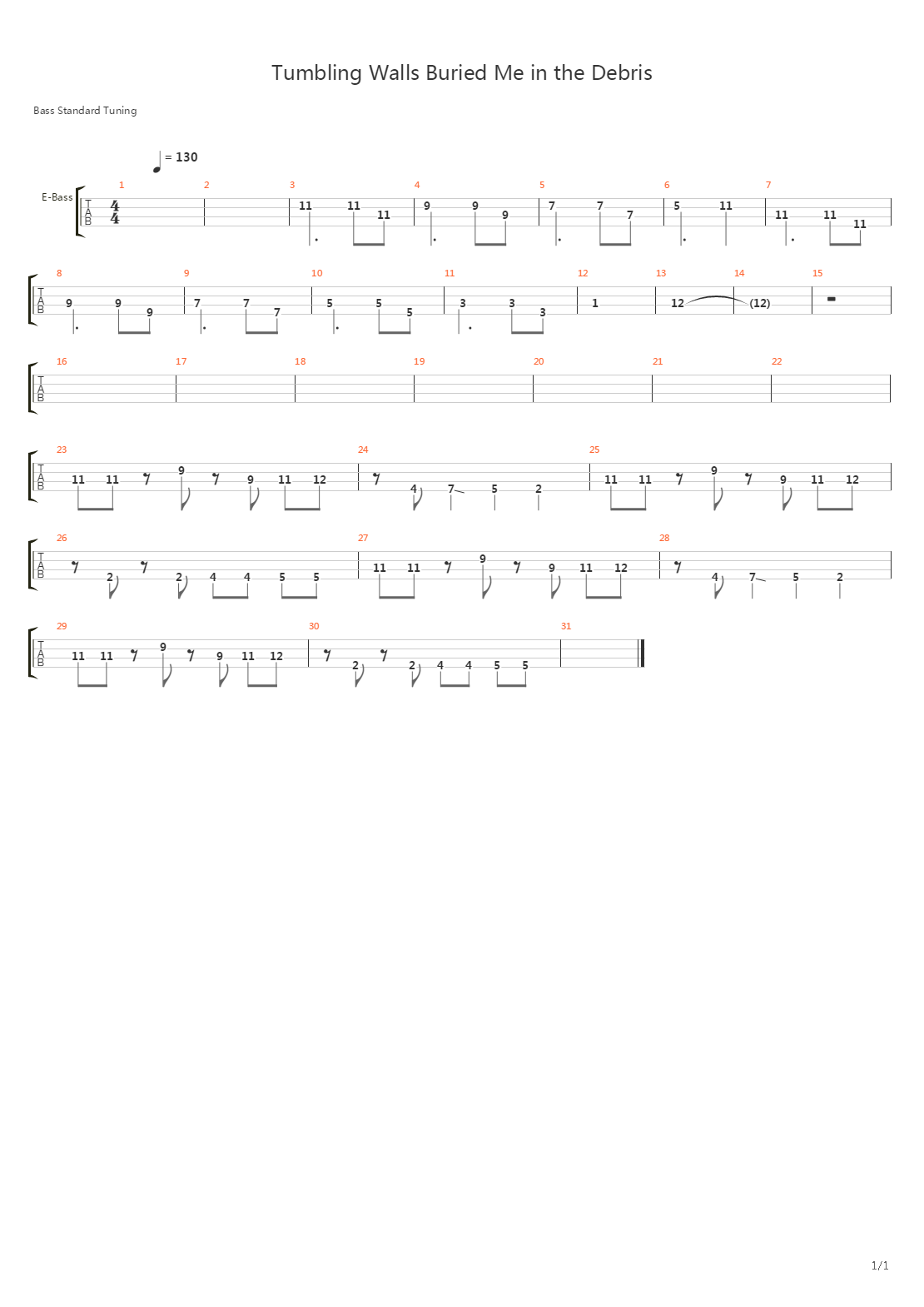 Tumbling Walls Buried Me in the Debris吉他谱