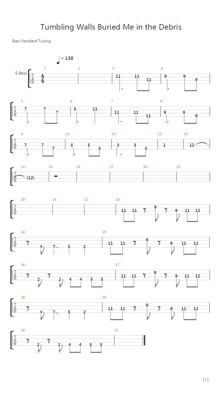Tumbling Walls Buried Me in the Debris吉他谱
