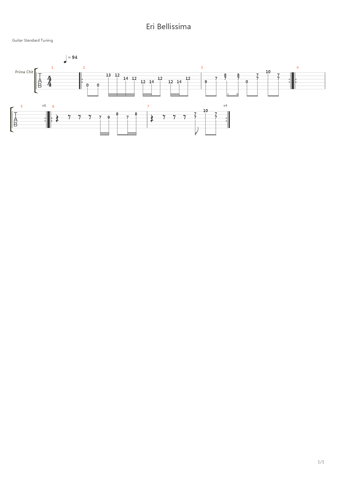 Eri Bellissima吉他谱