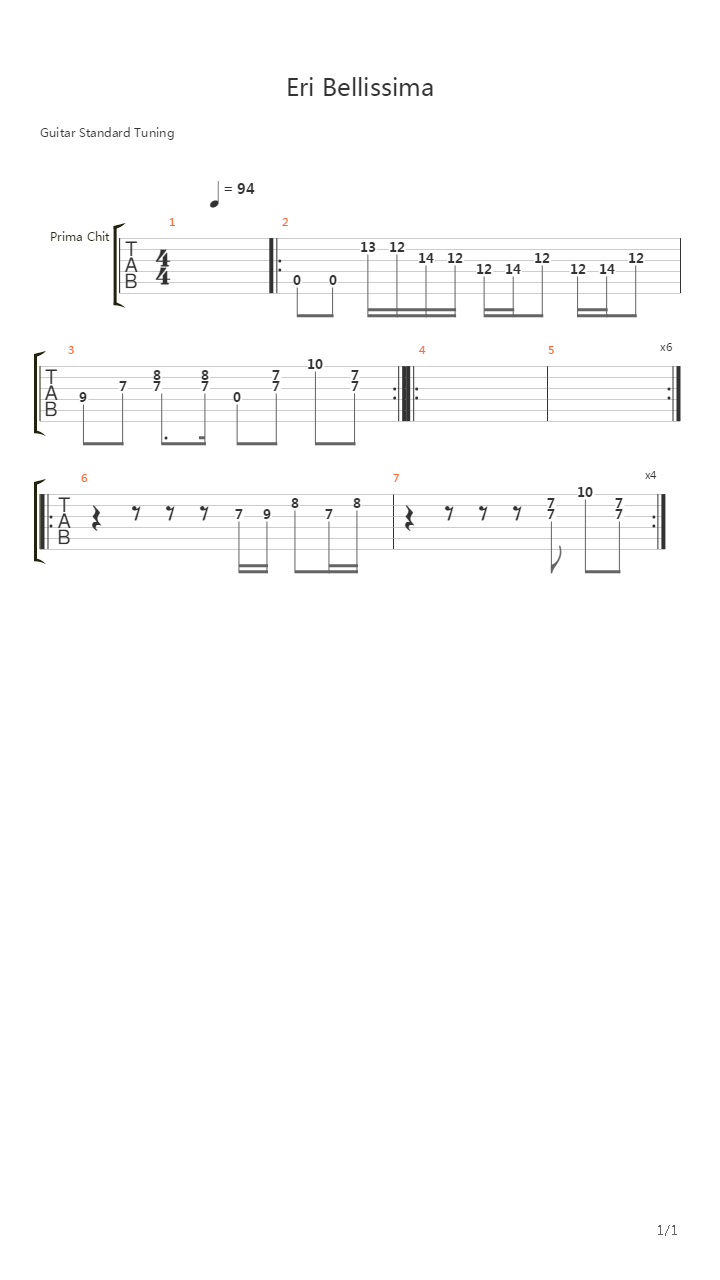 Eri Bellissima吉他谱