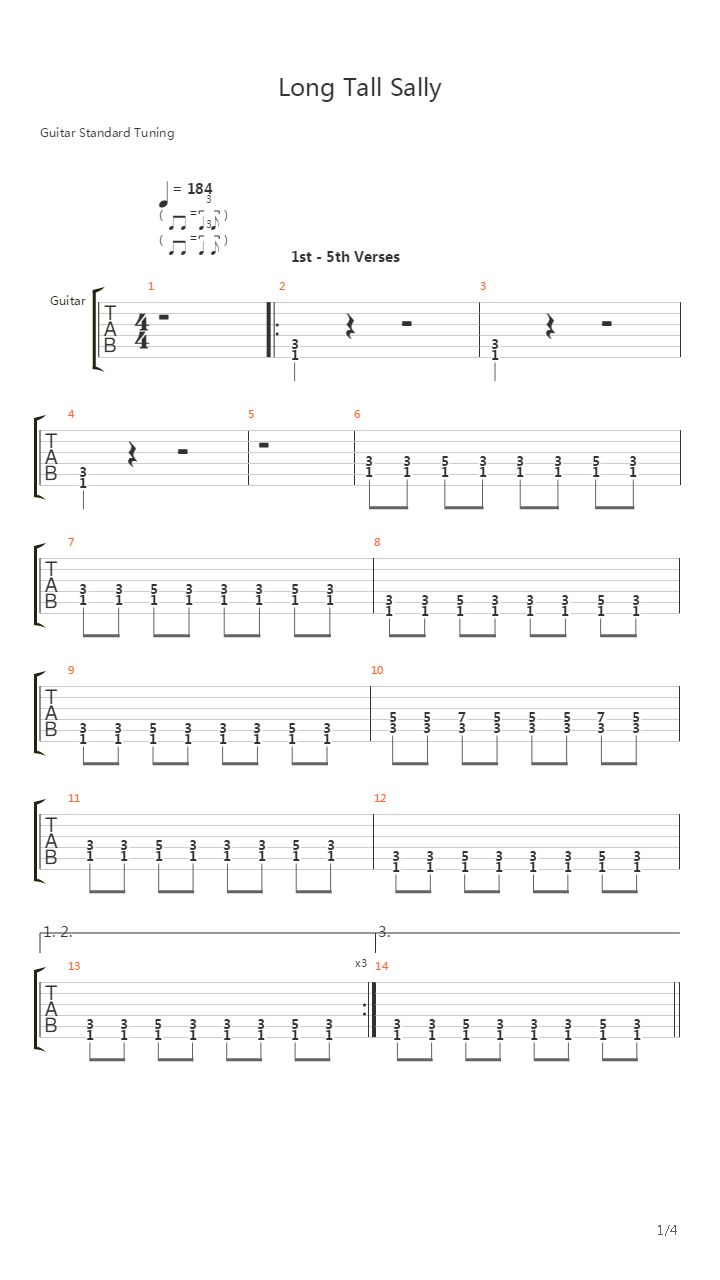 Long Tall Sally吉他谱