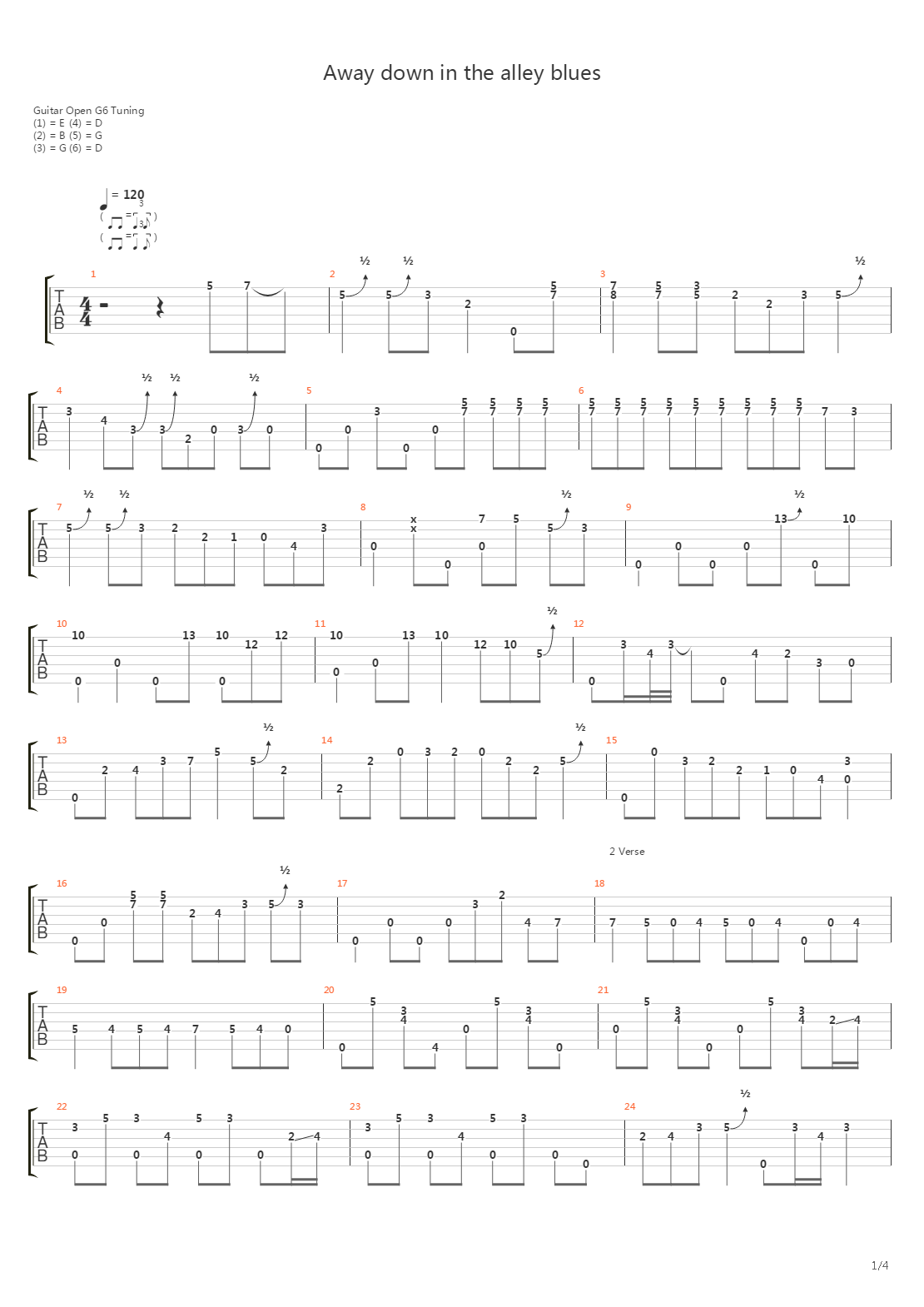 Away Down In The Alley Blues吉他谱
