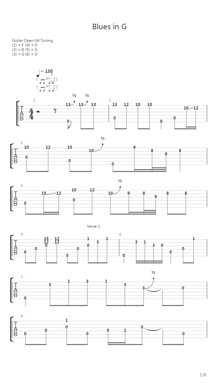 Blues in G吉他谱