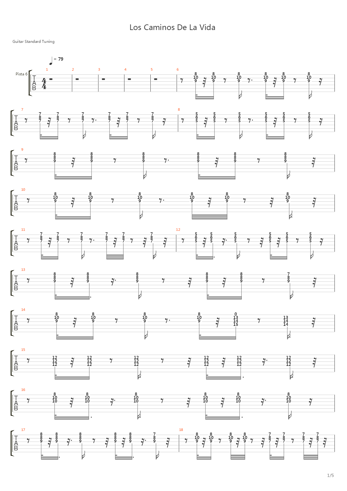 Los Caminos De La Vida吉他谱