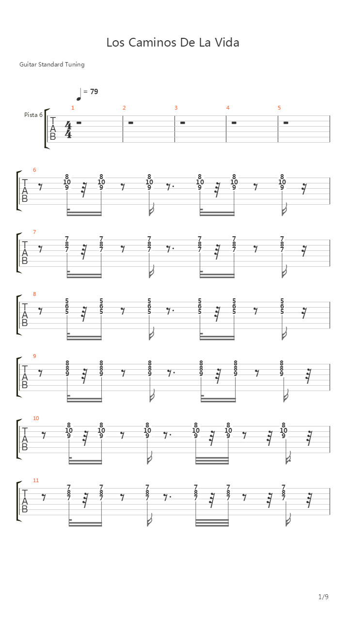 Los Caminos De La Vida吉他谱