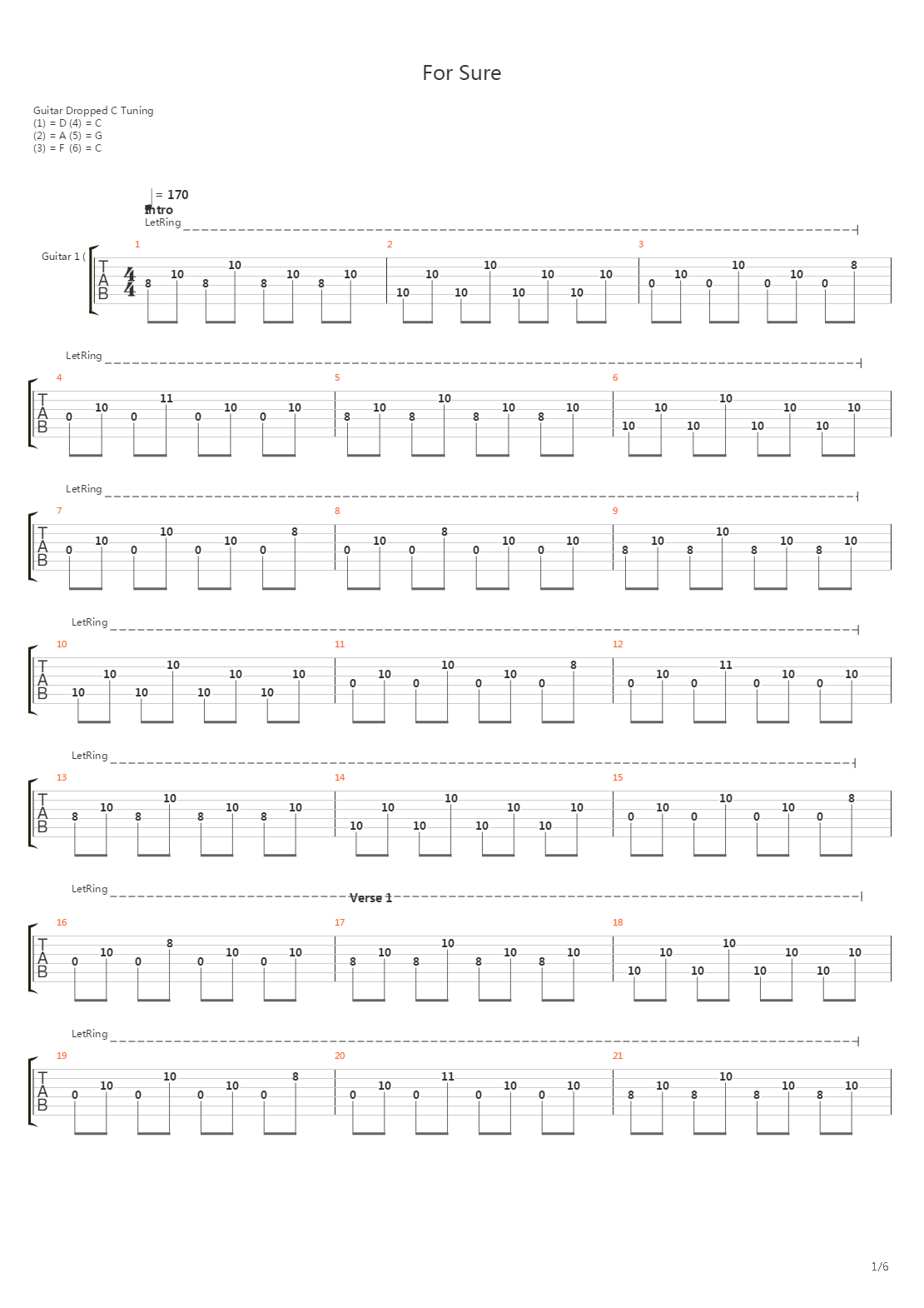 For Sure吉他谱