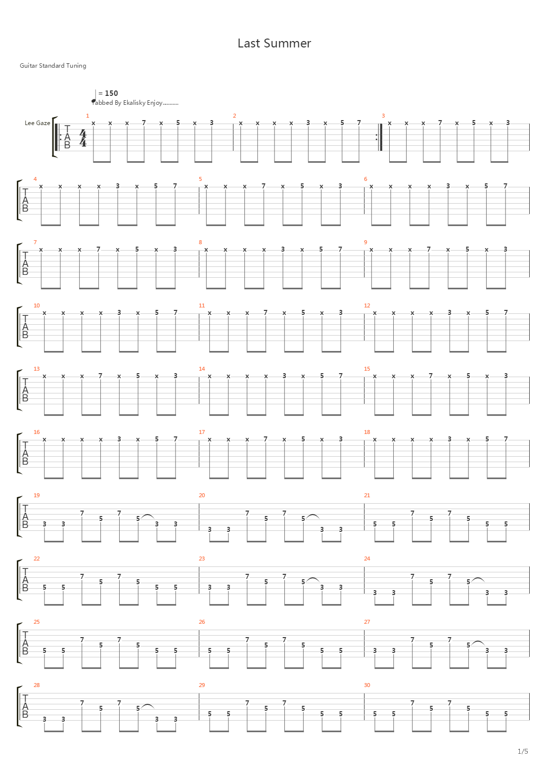 Last Summer吉他谱