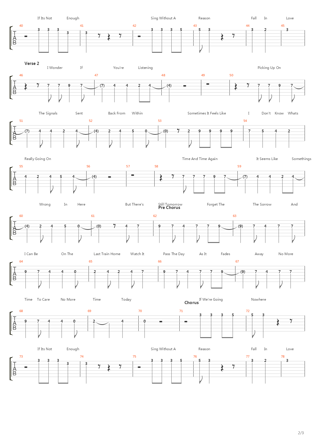 Last Train Home吉他谱