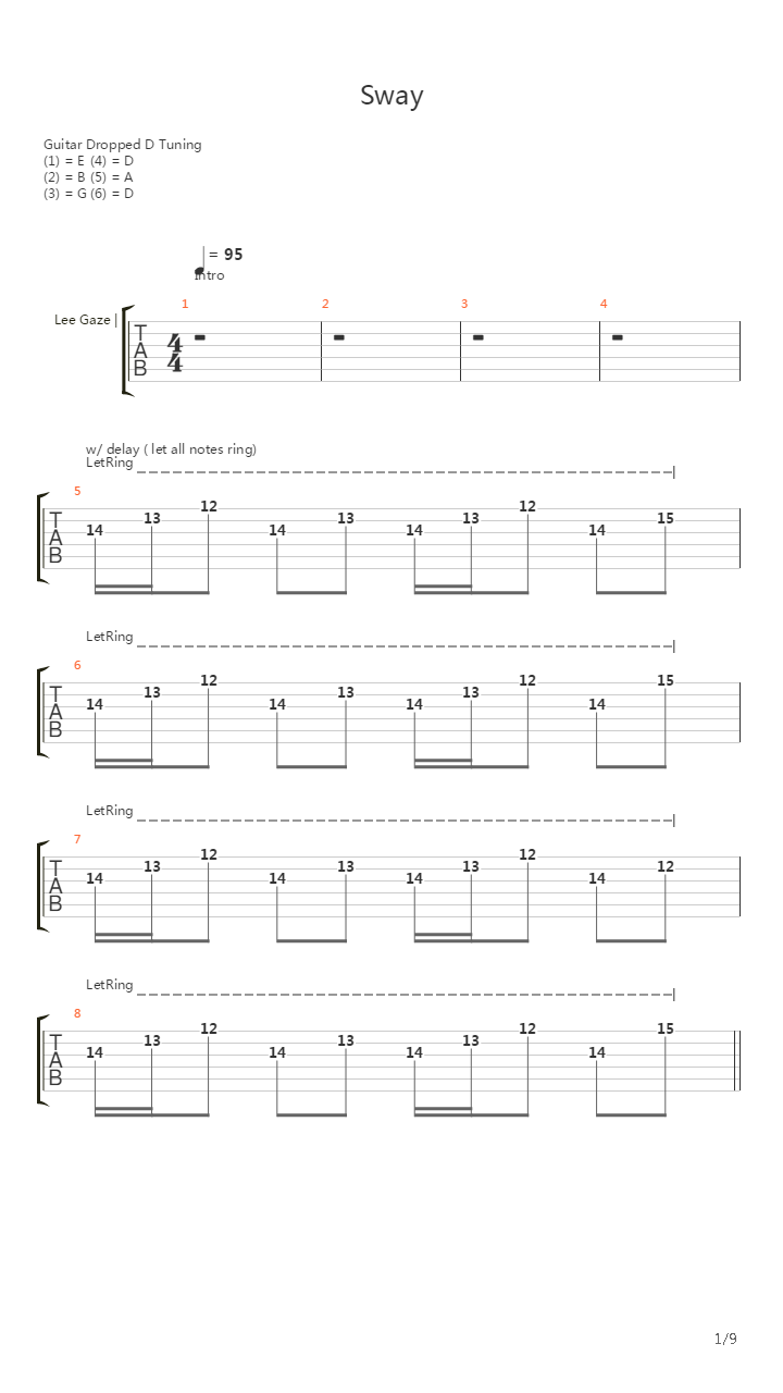Sway吉他谱