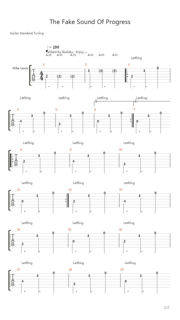 The Fake Sound Of Progress吉他谱