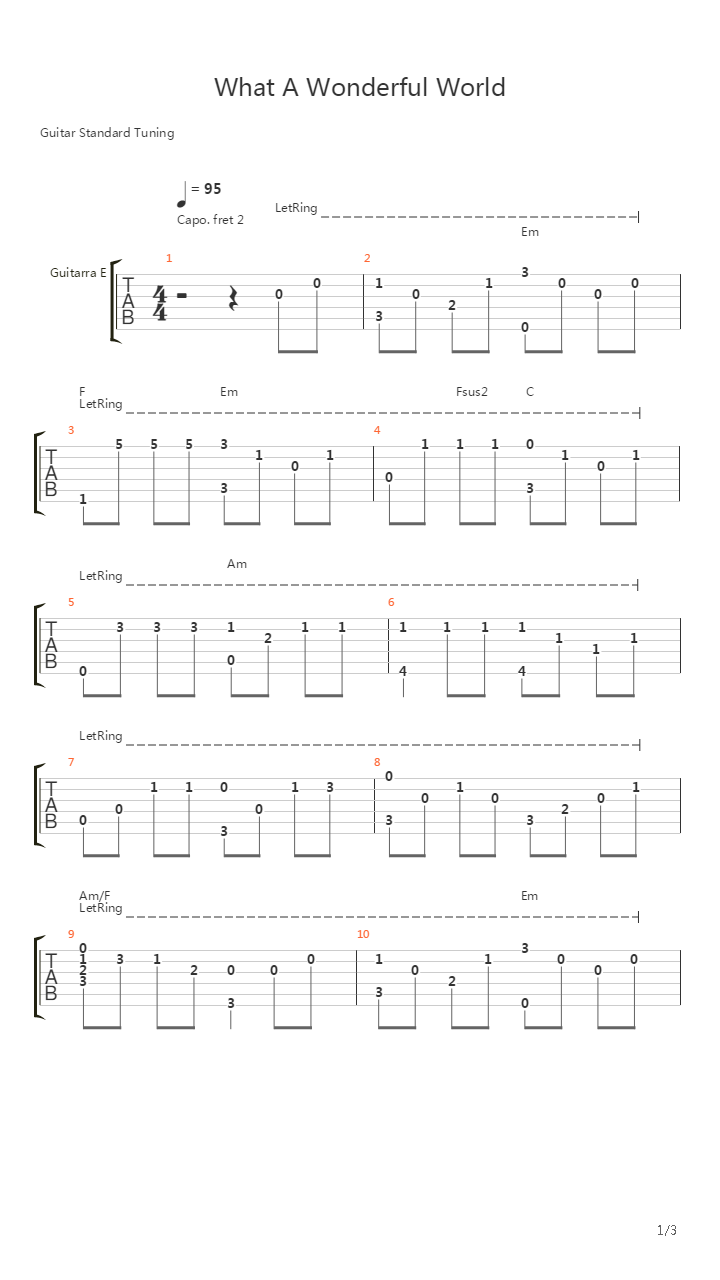What A Wonderful World (fingerstyle version by Arno Mermet)吉他谱