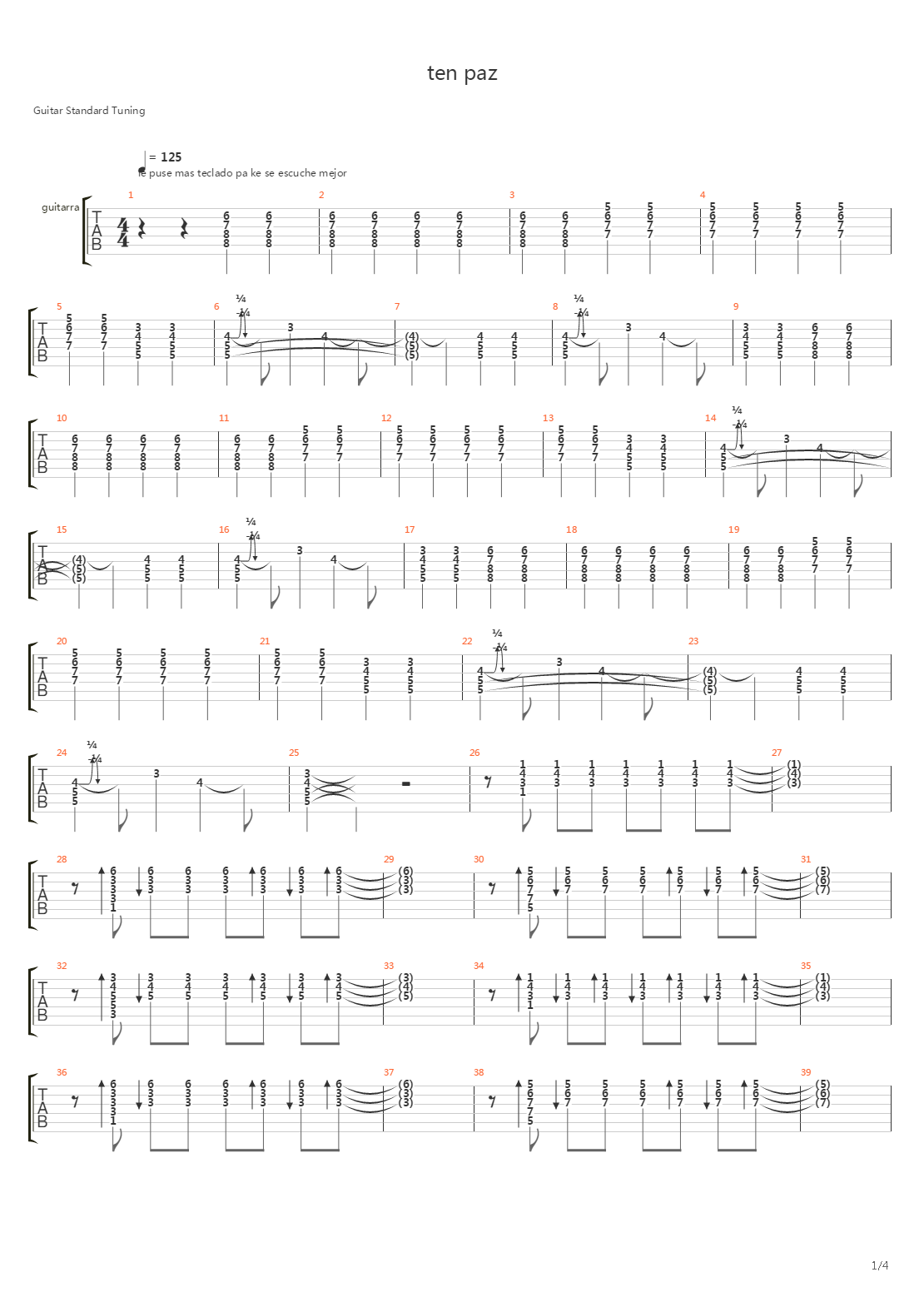 Ten Paz吉他谱