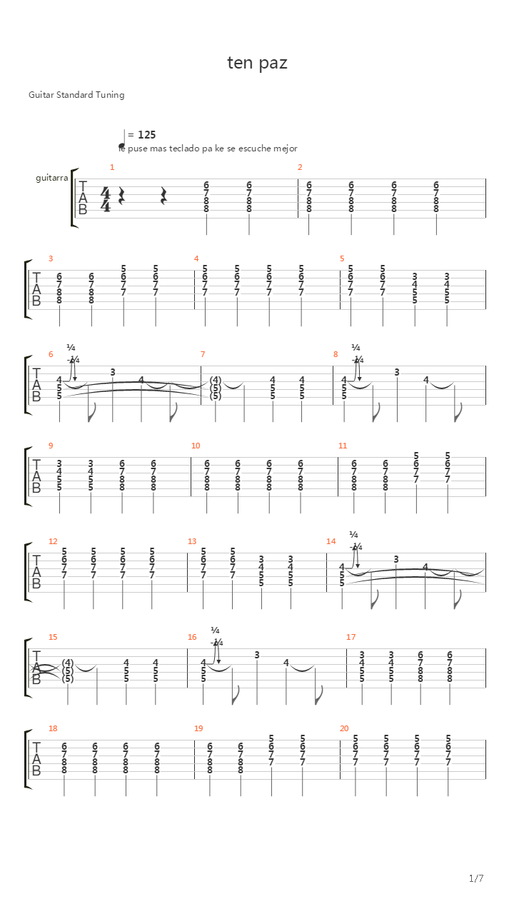 Ten Paz吉他谱