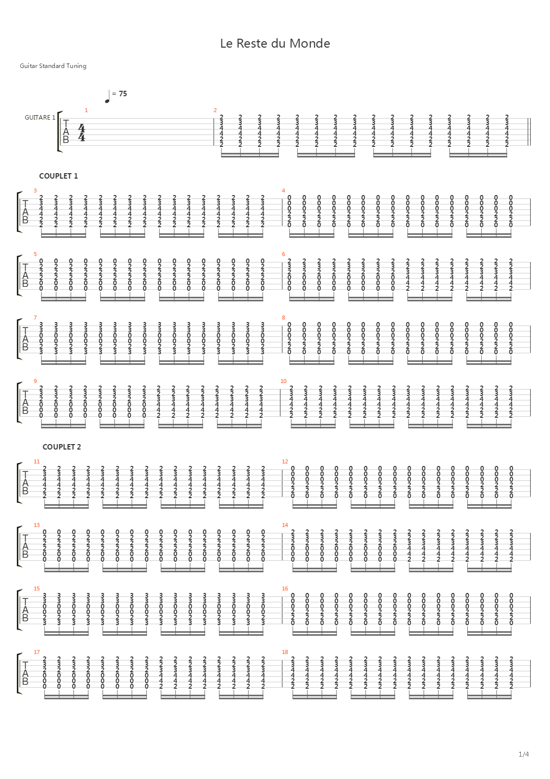 Le Reste Du Monde吉他谱