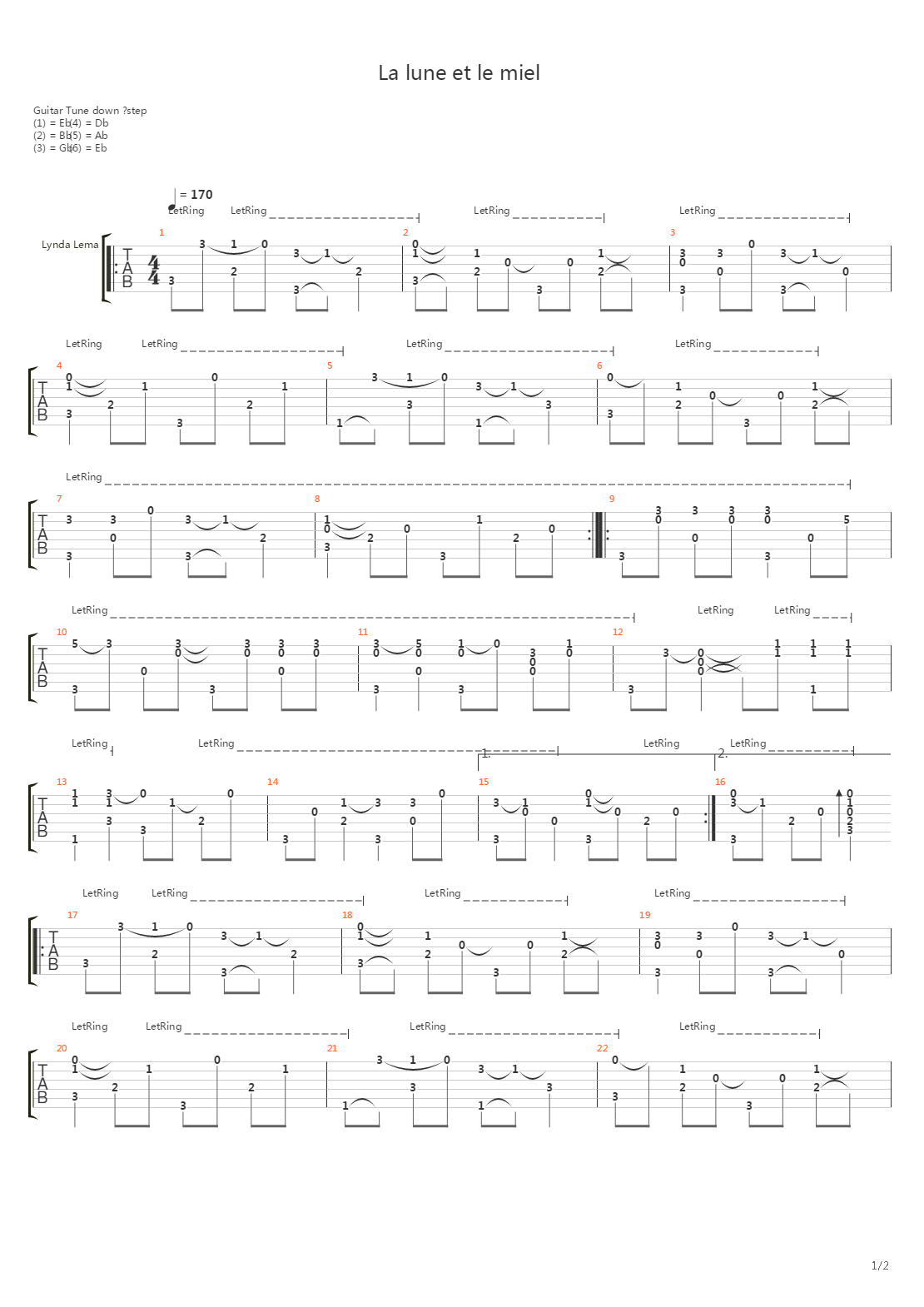 La Lune Et Le Miel吉他谱
