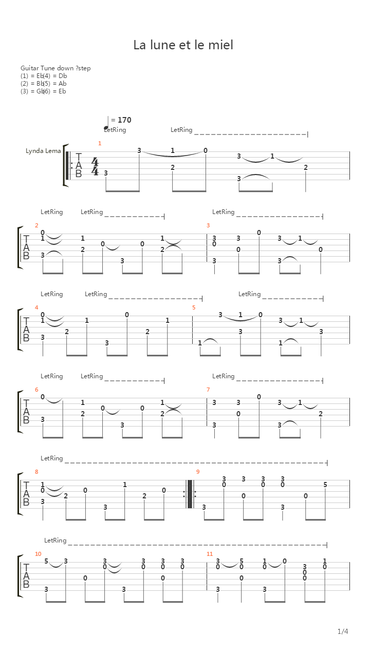 La Lune Et Le Miel吉他谱