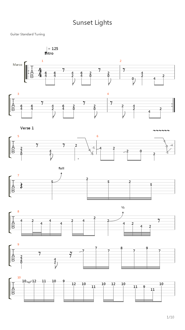 Sunset Lights吉他谱