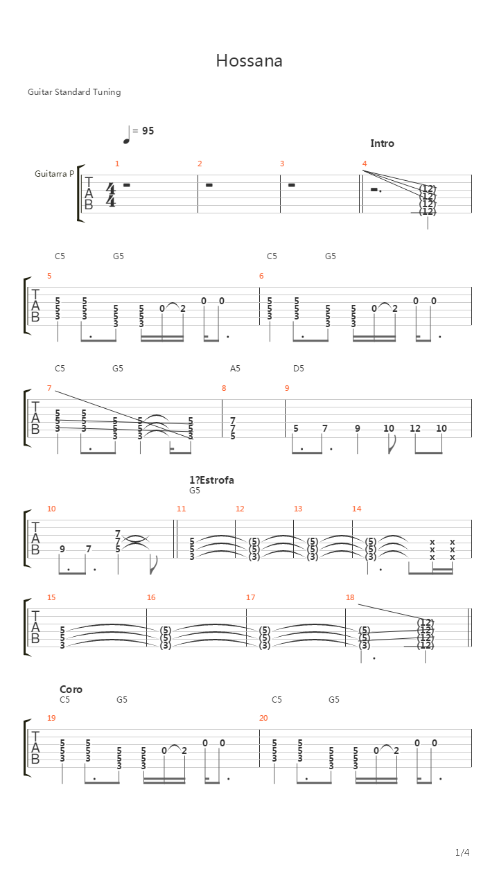 Hossana吉他谱