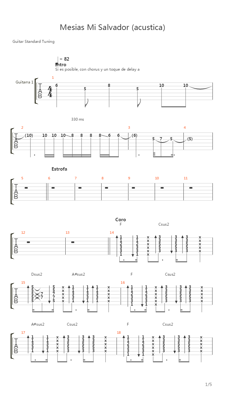 Mesias Mi Salvador (acustica)吉他谱