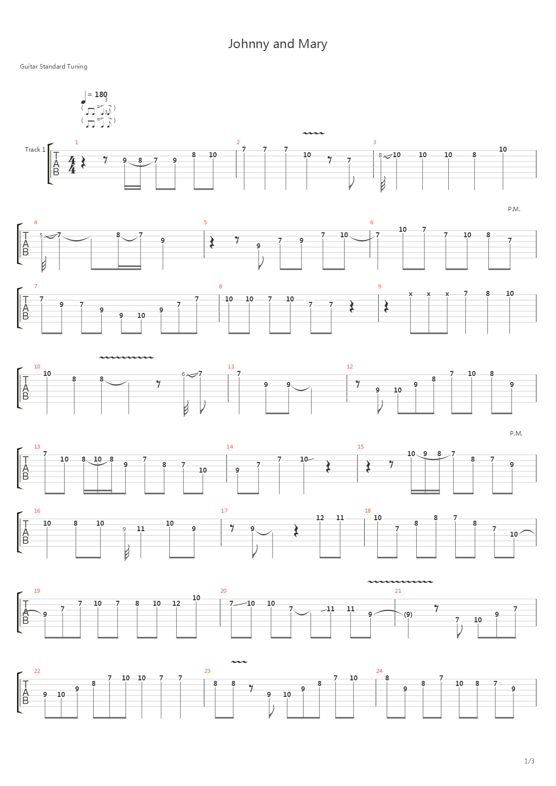 Johnny and Mary吉他谱
