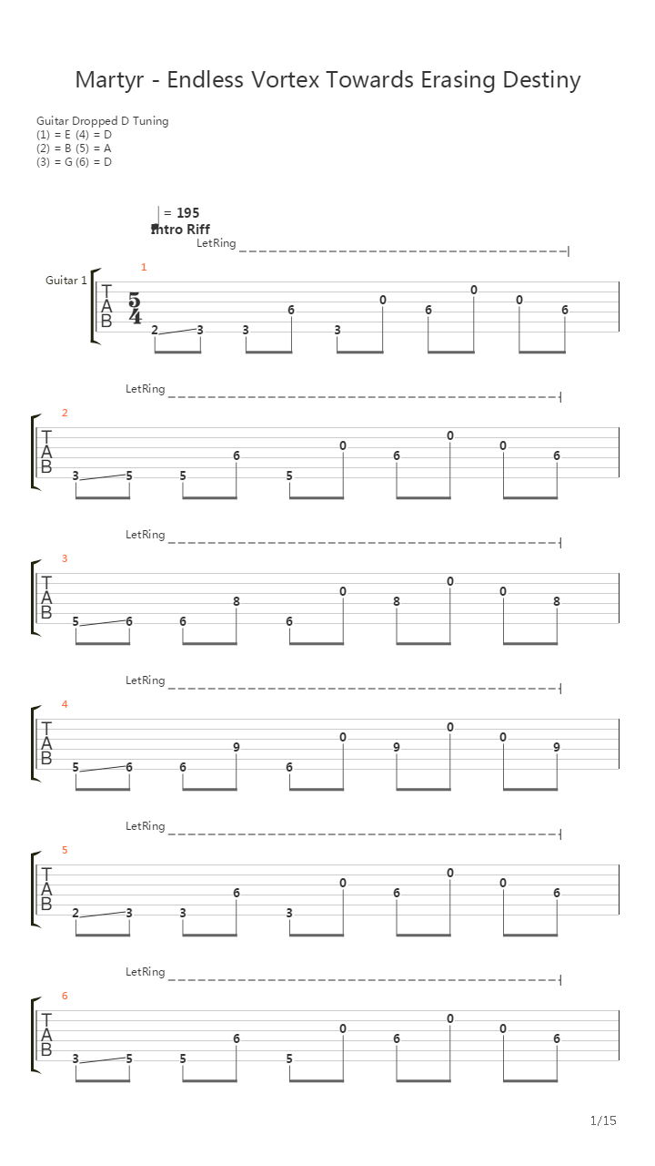 Endless Vortex Towards Erasing Destiny吉他谱