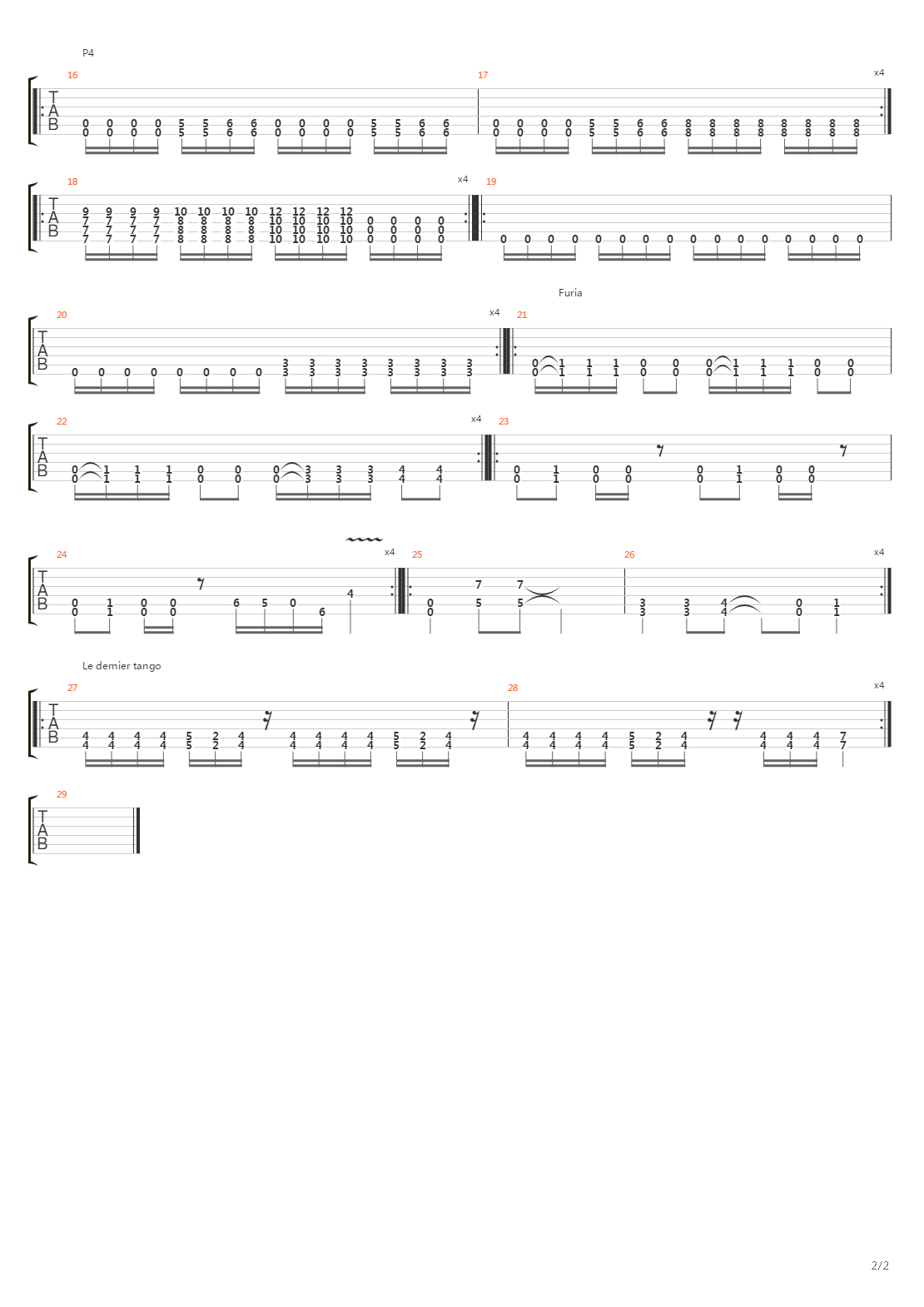 Mix des morceaux de l'album Contraddiction吉他谱
