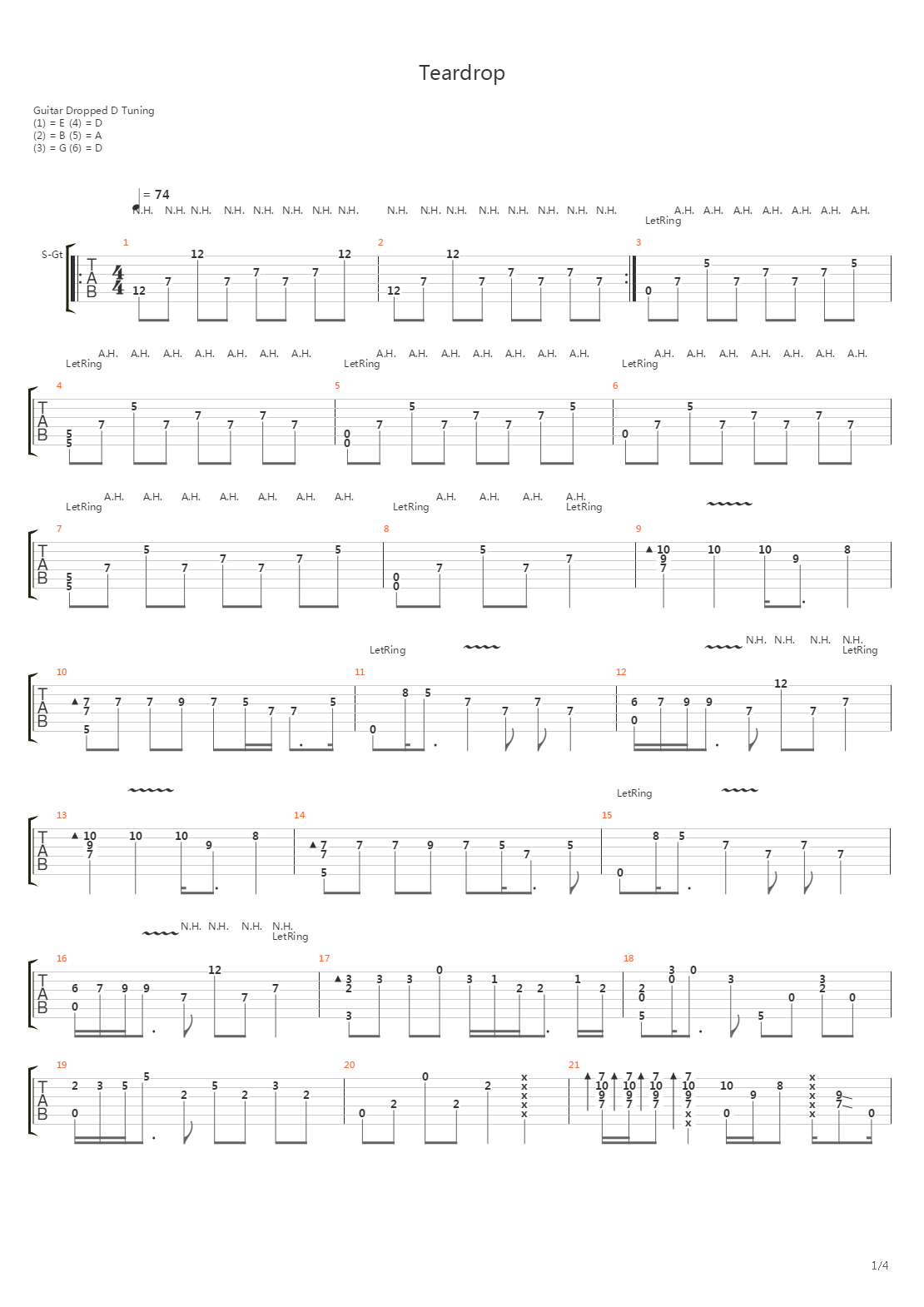 Teardrop (arr. by IkuinenOnni)吉他谱