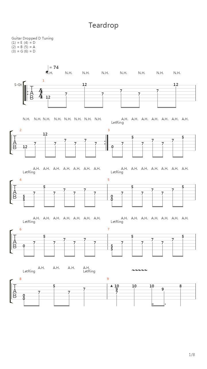 Teardrop (arr. by IkuinenOnni)吉他谱