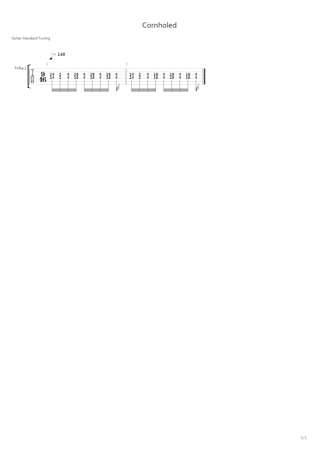 Cornholed吉他谱