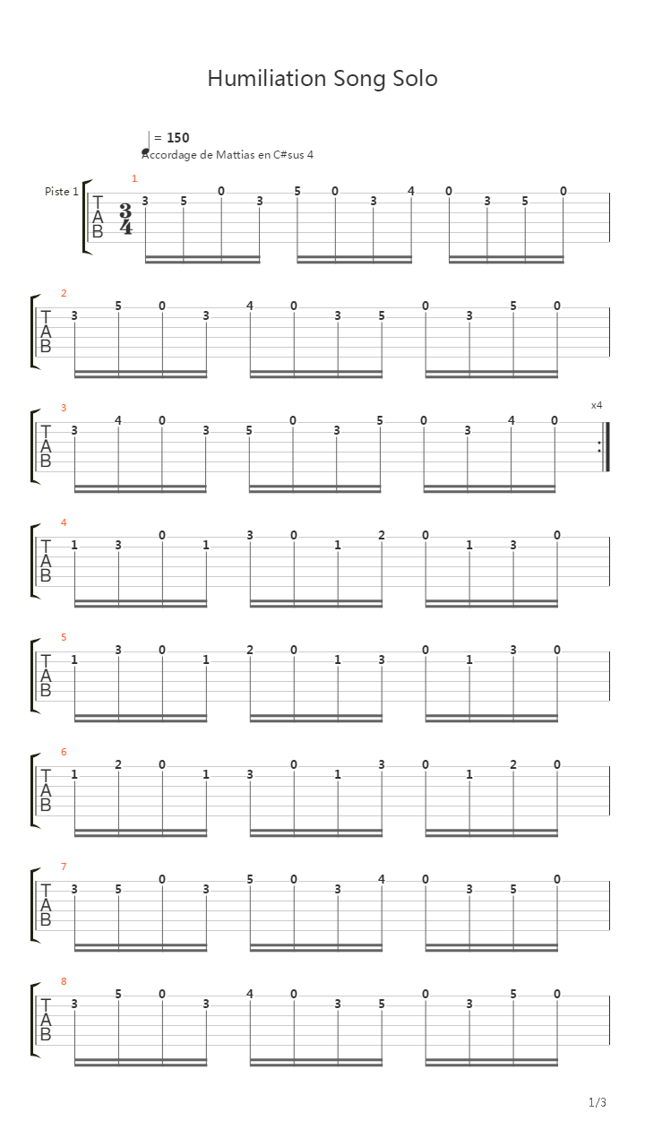 Humiliation Song吉他谱